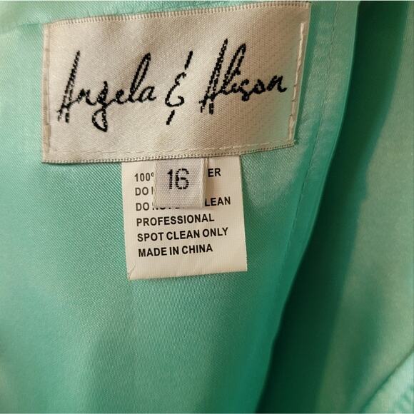NWT Angela & Alison Mint Green Ombre Strapless Gown, Style # 41059, Sz 16 - Picture 9 of 10